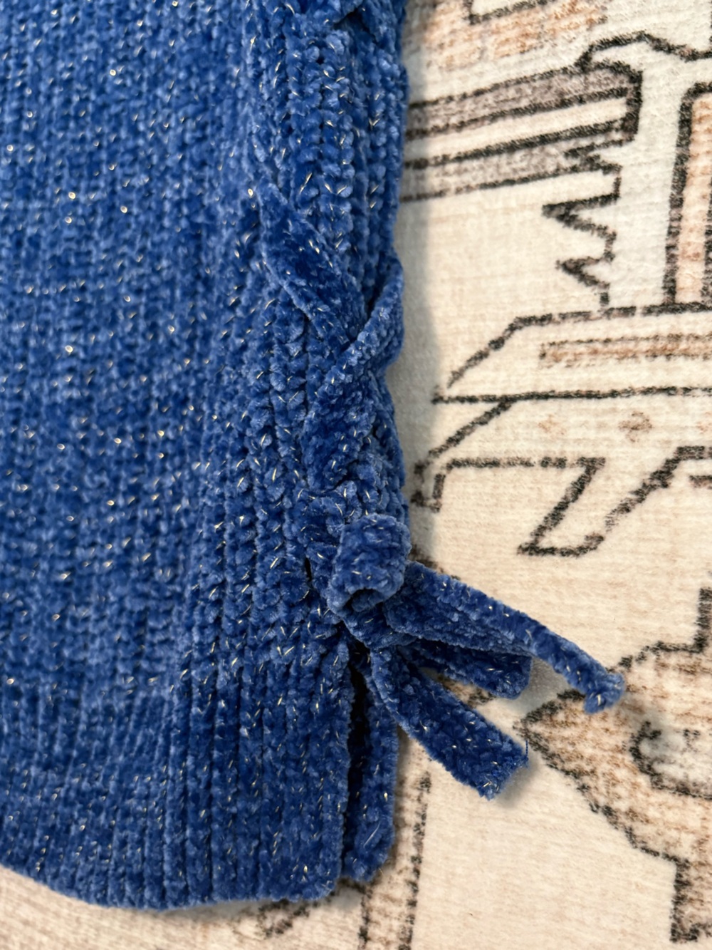 Girls Blue Knit Crewneck Sweater - Picture 2 of 7